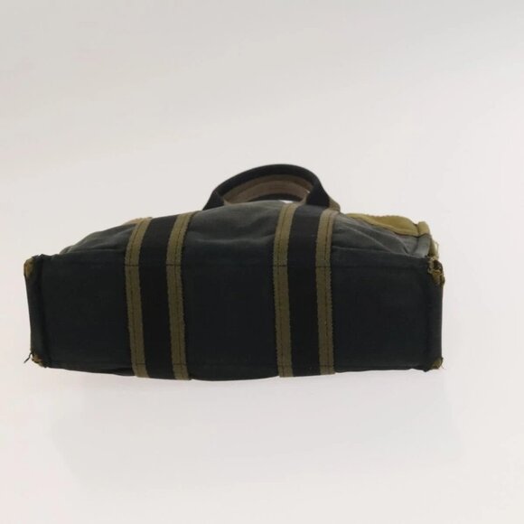 HERMES Fourre Tout Hand Bag Canvas 2Set Green Black Auth ti3372 - Picture 11 of 16
